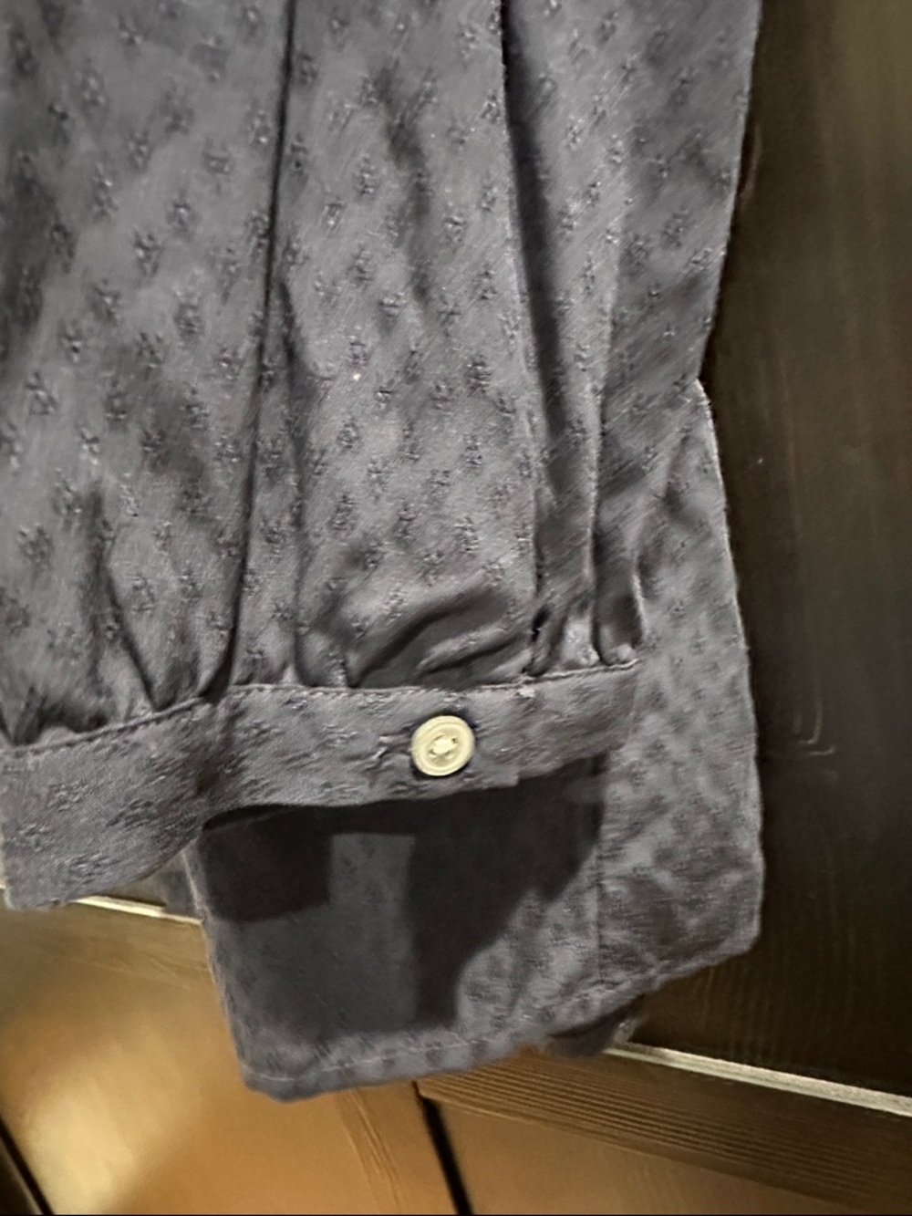 LOFT Navy Textured Peplum Blouse - Picture 4 of 8